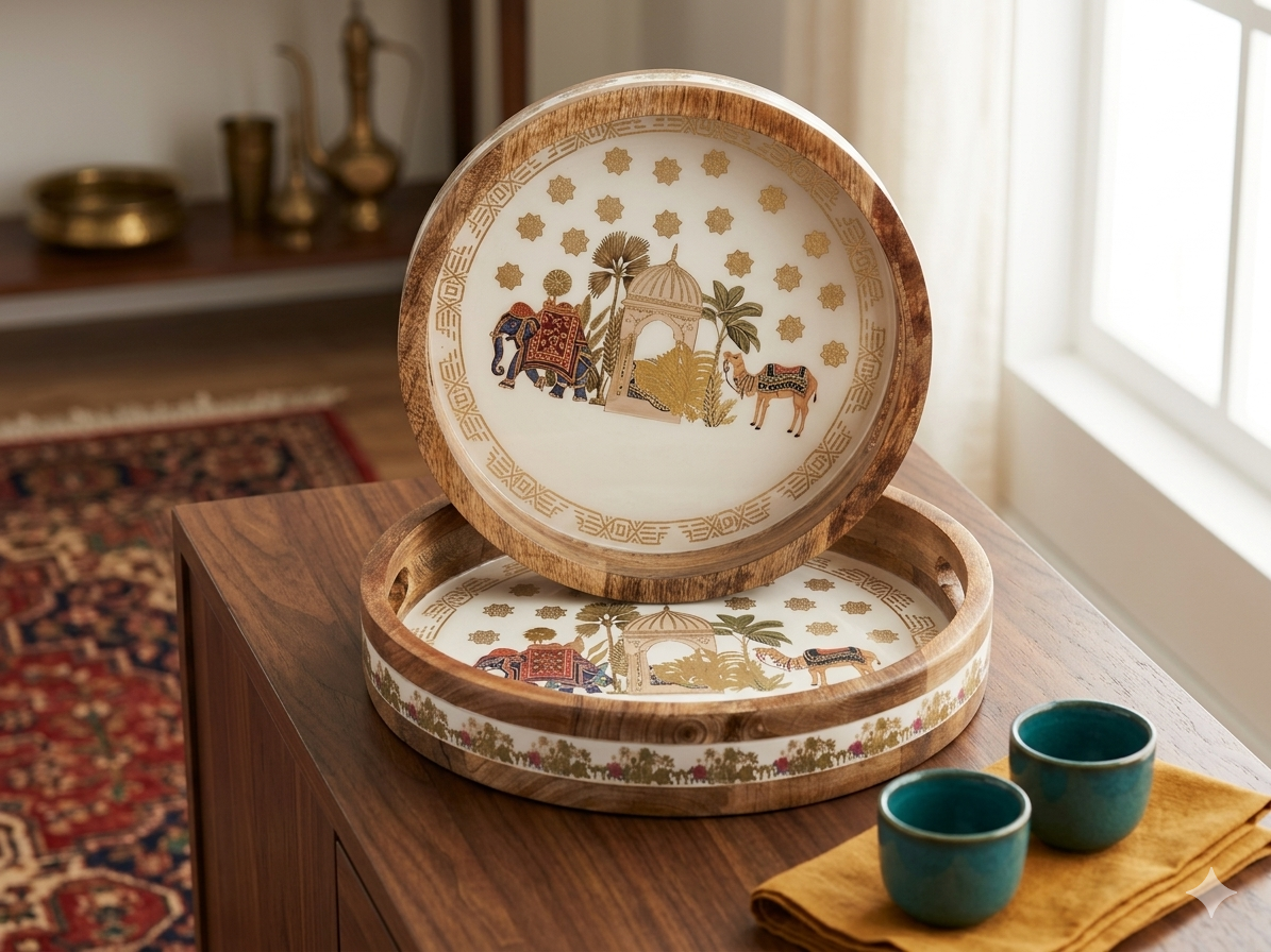 Majestic Round Wooden Tray