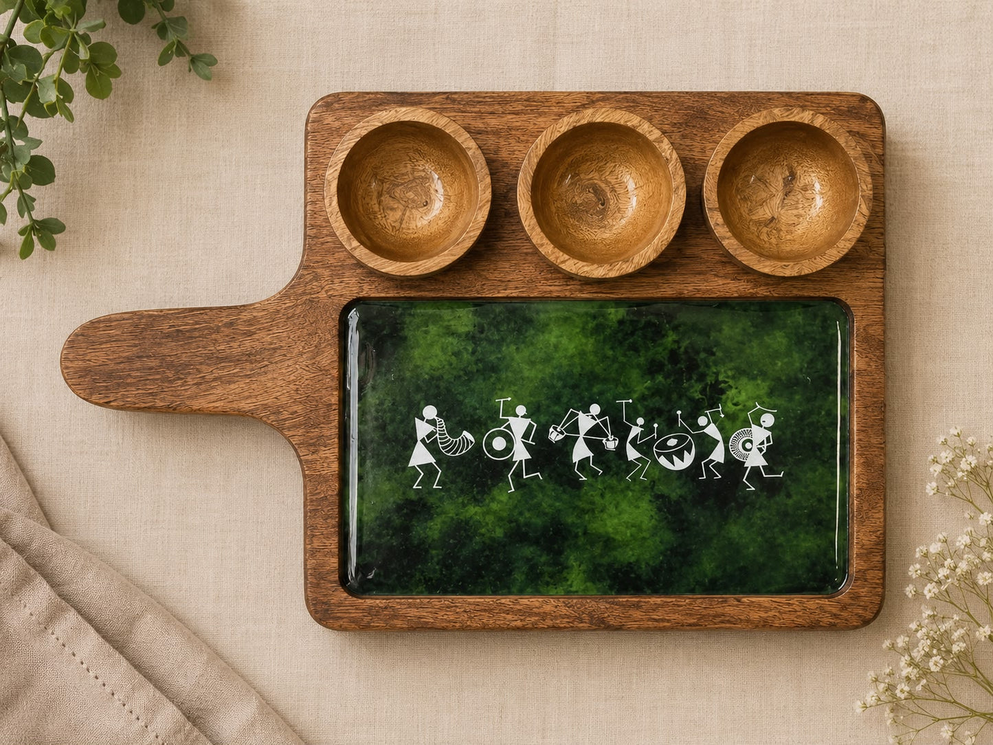 3 Bowl Serving Board